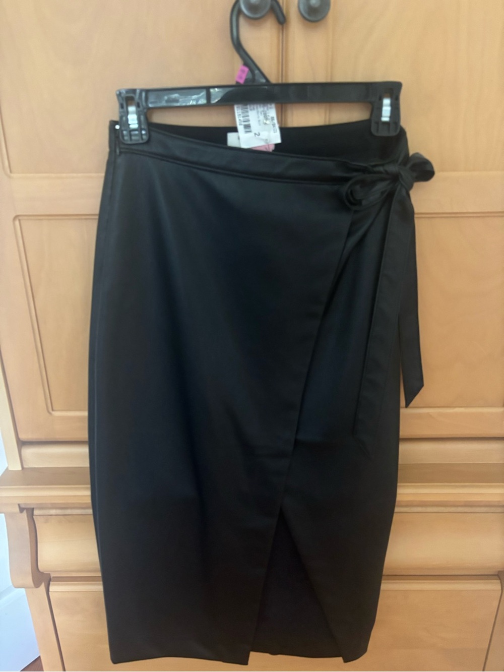Aritzia Black Wrap-Style Pencil Skirt with Side Tie